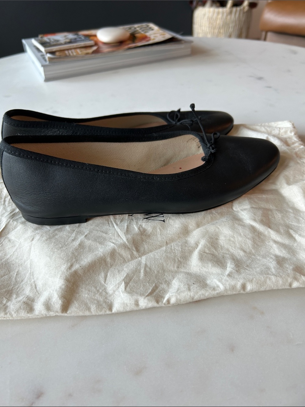 J. Crew Black Leather Round-Toe Ballet Flats with Bow - Picture 6 of 7